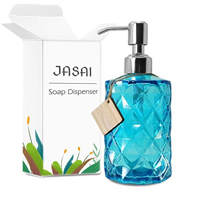 JASAI 18 Oz Vertical Stripes Kitchen Soap Dispenser with 304 Rust Proof  Stainless Steel Pump, Refillable Liquid Soap Dispenser for Bathroom, Kitchen,  Hand Soap, Dish Soap (Clear Grey) Gray 