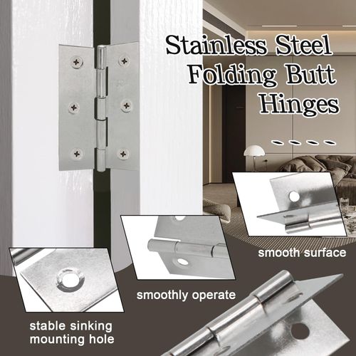 Luomorgo 20 Pack 3 Inch Mini Hinges Butt Hinges, Stainless Steel Cabinet Hinges, Small Folding Door Hinge for Wooden Box, Crafts (Silver)