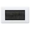 White Double 4 Gang Brush Cable Entry Wall Plate Black Insert Curved Edge