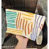 Clapoyis Women's Makeup Pouch, Large Capacity, Square, Cute Pouch, Stylish, Striped pattern