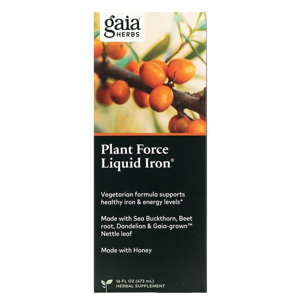 Gaia Herbs Plantforce Liquid Iron 16 fl oz (473 ml) 1 Bar, 16 fl oz