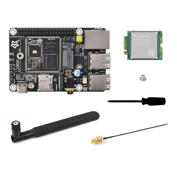Waveshare Luckfox Pico Pi Linux Micro Dev Board,Core1106, 8GB eMMC, Intelligent Encoding Support, Built-in ISP3.2, Up to 5MP Image Processing, with 4G Module, RV1106G3