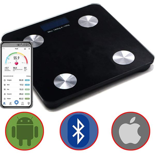 Bluetooth Body Fat Scale Smart Digital Bathroom Water Analyzer Weighing Control Composition Monitors