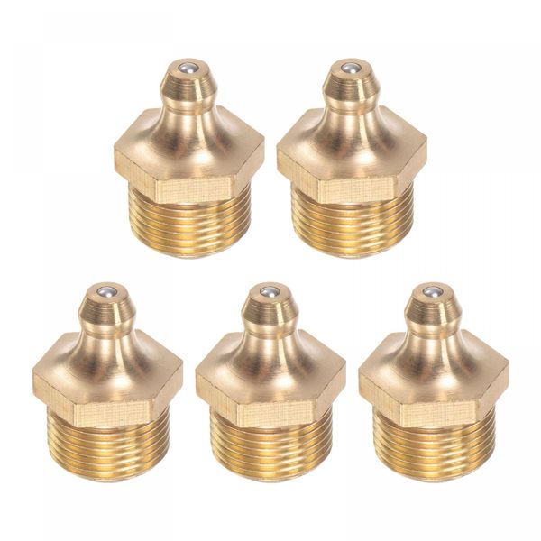 uxcell Grease Fitting Grease Nipple Brass Straight M14 x 1mm Thread Hydraulic Grease Fitting Accessories Pack of 5