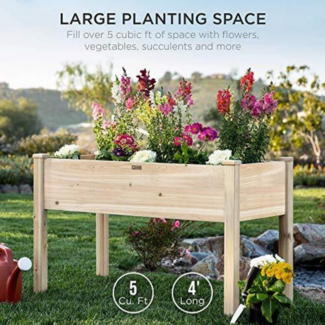 Best Choice Products 8x2ft Outdoor Wooden Raised Garden Bed Planter for  Vegetables, Grass, Lawn, Yard - Natural