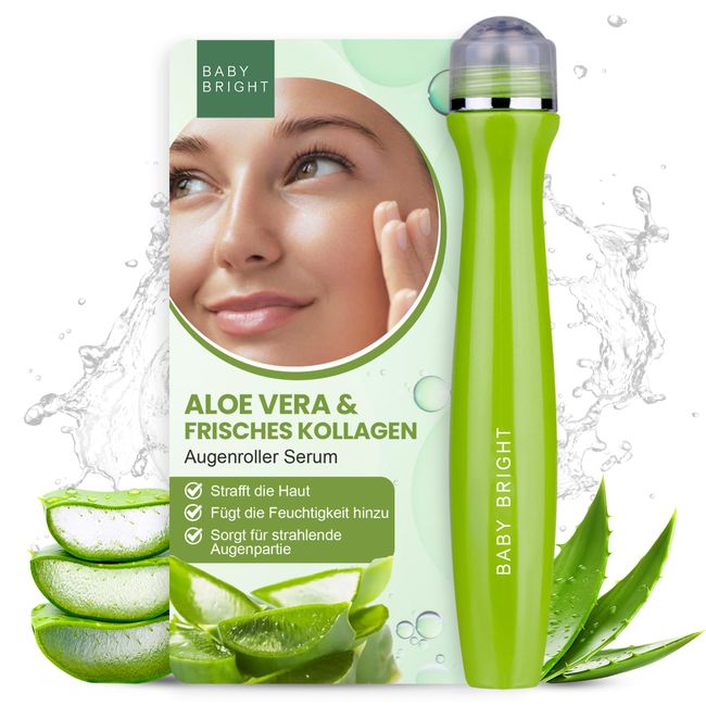 Baby Bright Augenroller Serum - Hydrating Augen Roll On, Augenserum Gegen Falten und Augenringe, Under Eye Brightener - Aloe Vera & Kollagen 15ml