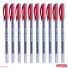 SAINO 10 x 0.7mm Softek RED Ballpoint Pens Smooth Ink Flow Office School Home