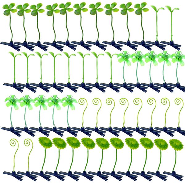 50 Pcs Bean Sprout Hair Clips Mixed Style Plant Hairpins Sprout Clips Little Grass Barrettes Funny Hairpins Hair Accessories for Women Kids Girls Lady Home School Party (Green)