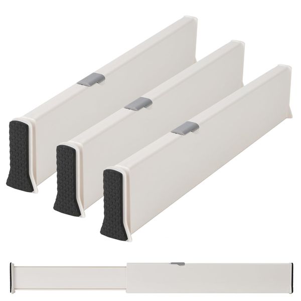 FISH-BOMB Drawer Divider Telescopic Tension Drawer, Height 2.4 inches (6 cm), Length 21.3 inches (54 cm), Set of 3