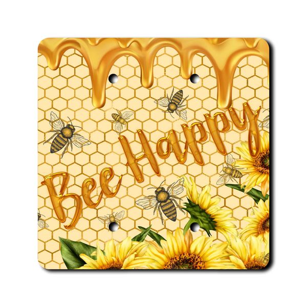 Off The Wall Plates - Bee Happy - Double Gang Blank Cover