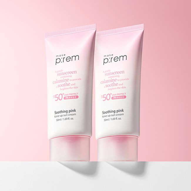 [Bundle of 2/Giveaway] MakePrem Soothing Pink Tone-Up Sun Cream SPF 50+ PA++++ 50ml+50ml