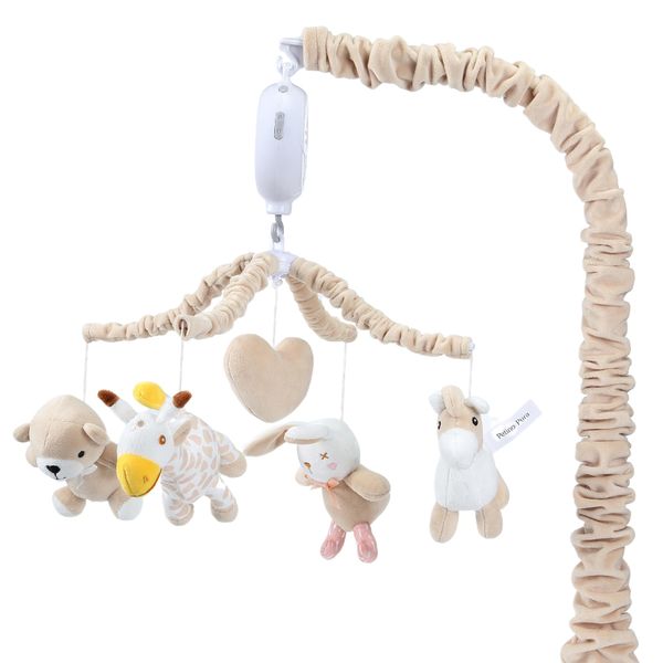 Petino Pura Musical Crib Mobile for Baby | Clip-On Mobile for Crib or Pack n Play | Nursery Mobile with Music & Hanging Toys | Baby Boy & Girl Mobile for Crib