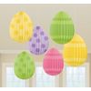 Amscan 10118296 Hanging Pleated Paper Decoration Mini Egg Shape, 10cm
