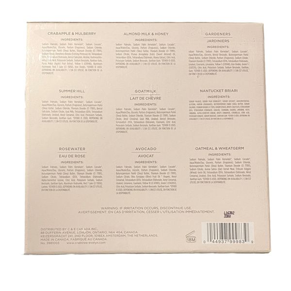 Crabtree & Evelyn Classics Bar Soap 9 Pc Set 3.5 oz ea. (Gardeners, Summer Hill, Nantucket, Avocado, Almond Milk.)