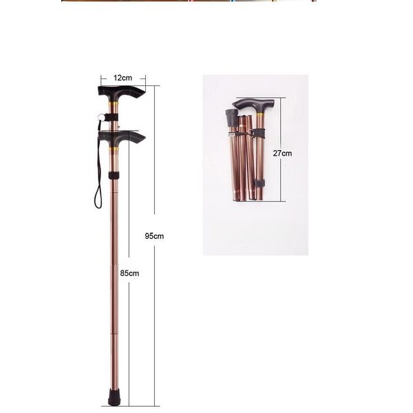 Folding Walking Cane Stick with Adjustable Height, Rubber Ferrule, Lightweight, (black)