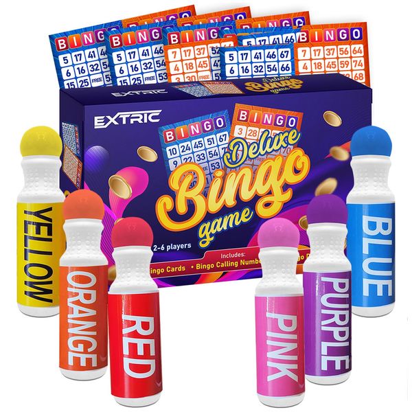 EXTRIC Bingo Game, Bingo Game for Adults and Kids, Bingo Set Includes Bingo Daubers, Bingo Cards, and Calling Numbers Ideal Fun Bingo Games for Family Game Night