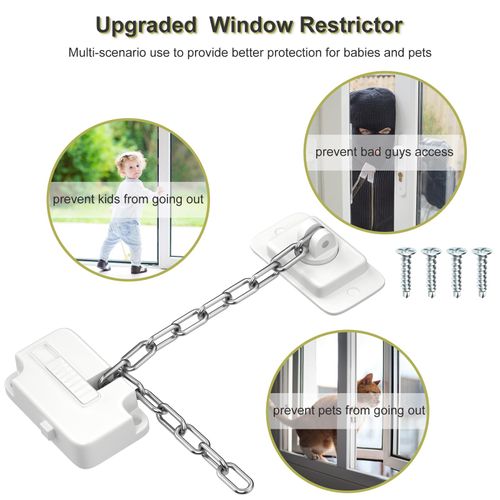 Window Locks, Aosite 2pcs Window Restrictor Child Safety Locks for UPVC, Window Safety Locks for Child Pets Safety, Self Adhesive, Adjustable Window Lock No Drilling for Metal, Wooden, Sliding Window