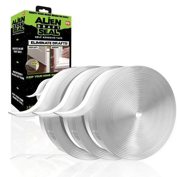 Alien Seal 1.4 in. x 49 ft. Transparent Anti-Draft Insulation Seal Tape (3-Pack)