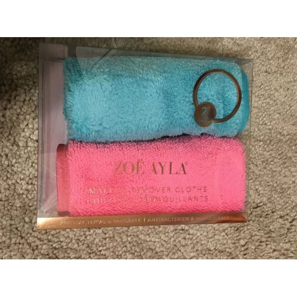 Zoe Ayla Reusable Makeup Remover Cloths Set Of 2 Pack Pink & Teal New Free Ship