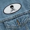 CafePress Skull with Trombones Patches Patch, 4"x2" Printed Novelty Applique Patch
