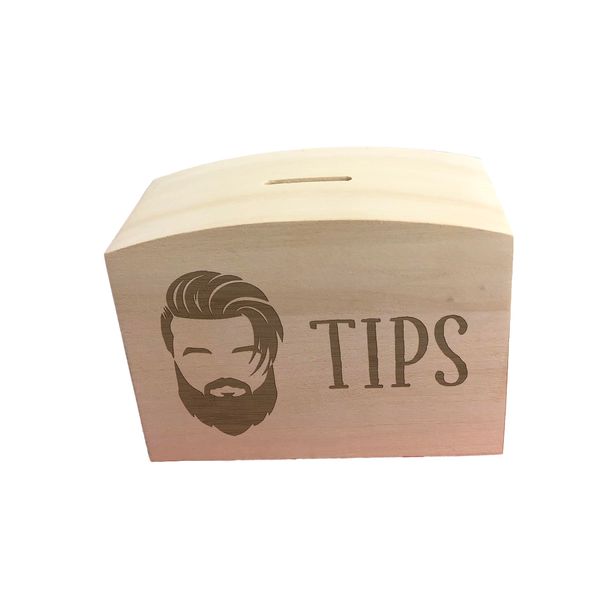 Barbers Shop Tips Tip Jar Wooden Money Box Reception Business Rustic Shabby Chic