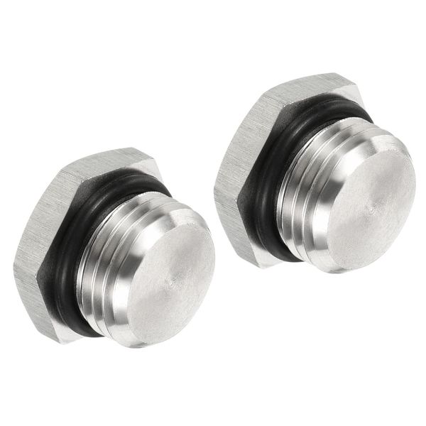 PATIKIL M16x1.5 Male Plug, 1 Pack Waterproof Dustproof 304 Stainless Steel Thread Hex Head Socket Solid Pipe Fitting with Sealing Rubber Ring