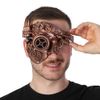 Bronze Half Mask with Functional LED Light, Handmade with 40+ Pieces, Comfortable Elastic Strap