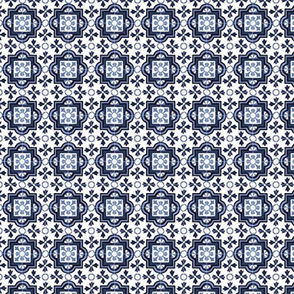 MyTinyWorld 1:12th Mixed Blue Ornate Pattern Tile Sheet With Light Grey Grout