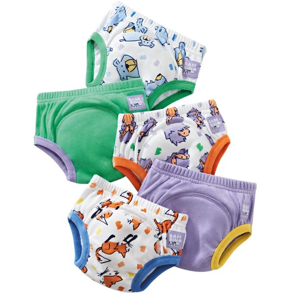 Bambino Mio, Reusable Potty Training Pants for Boys and Girls, 5 Pack, 2-3 Years, Bold Animals