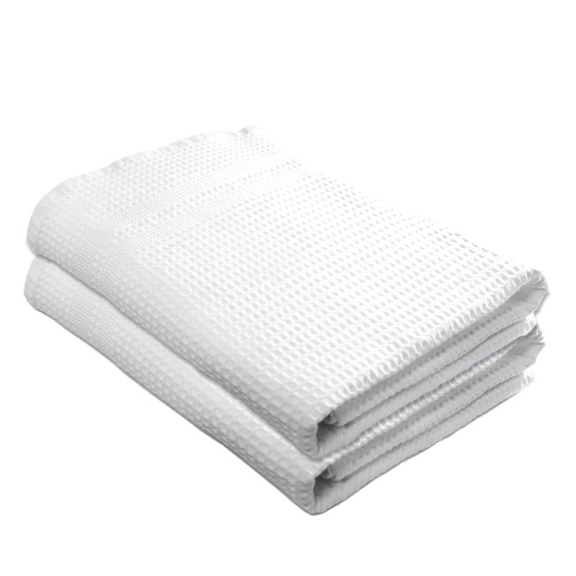 GILDEN TREE Waffle Towels Quick Dry Lint Free Thin, Bath Towel 2 Pack, Classic Style (White)