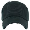Funky Junque Women's Vintage Distressed Baseball Cap, Happy Camper Hat, Beach Baseball Cap for Women, Mom Life Hat - American Flag - Black