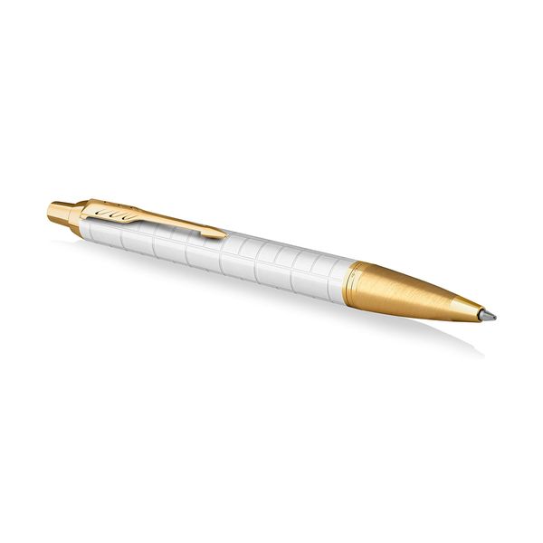 Parker IM Ballpoint Pen | Premium Pearl Lacquer with Gold Trim | Medium Point with Blue Ink Refill | Gift Box