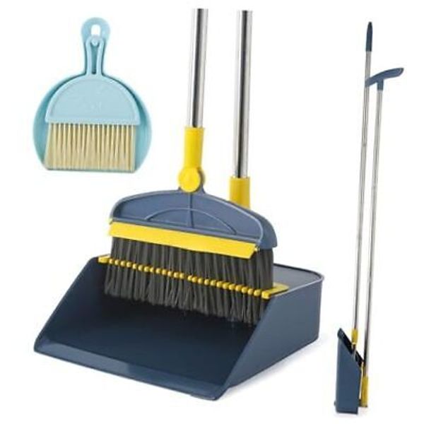 Broom and Dustpan Set,2 in 1 Broom Brush with Dustpan Combo Set, Upright