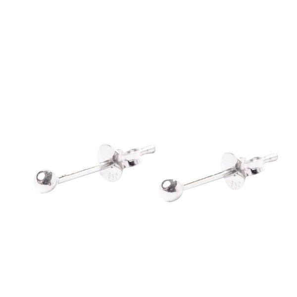 81stgeneration Women's 925 Sterling Silver 2 mm Simple Ball Bead Round Tiny Stud Earrings