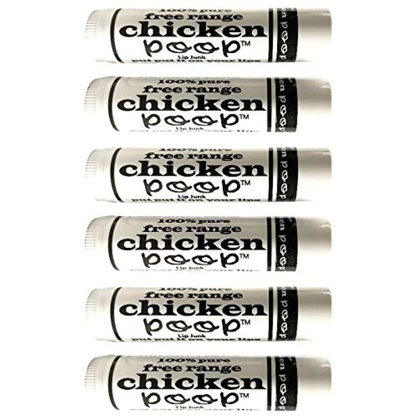 Chicken Poop Lip Balm Simone Chickenbone 100% Natural Moisturizer for Dry, Chapped Lips, 0.15 oz, (Original), Pack of 6