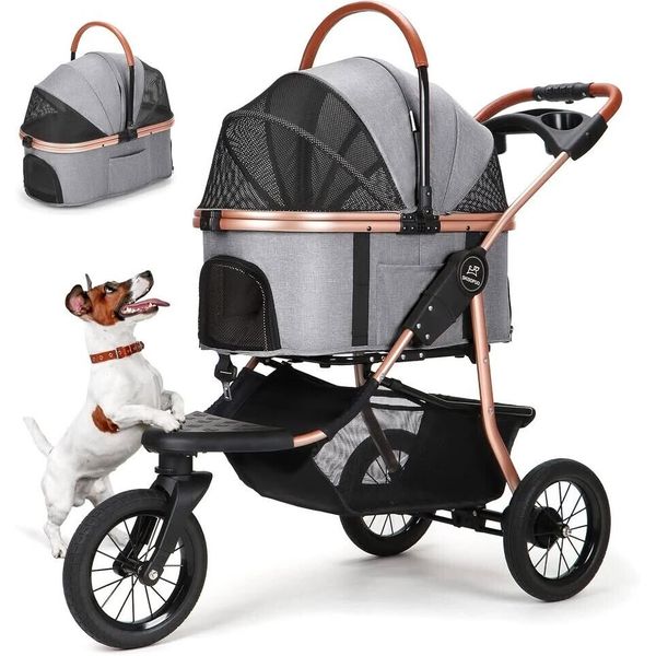 Foldable Pet Jogger Strollers for Small Medium Dogs Cats