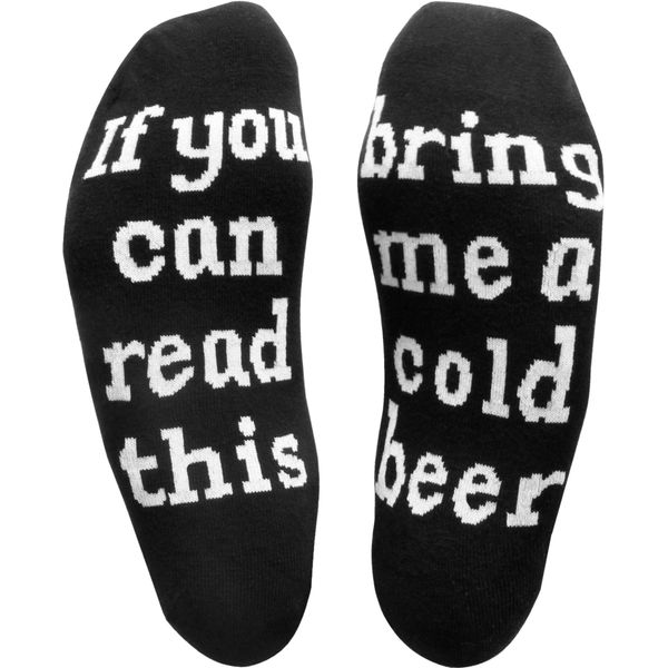 Circle Five 2 pairs of men's socks with witty slogans.