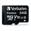 Verbatim 44084 64GB Class 10 microSDXC with Adapter, BLACK