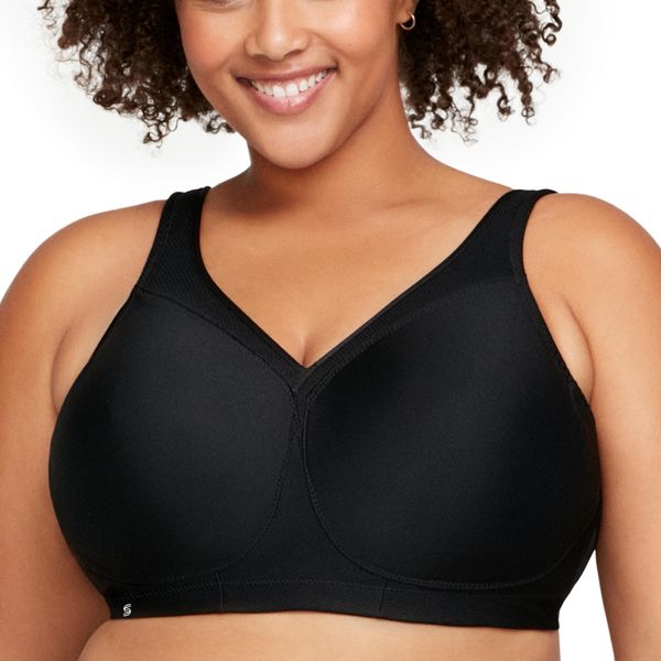 Glamorise Full Figure Plus Size MagicLift Seamless Sports Bra Wirefree #1006 Black