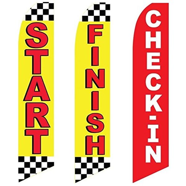 3 Swooper Flags Start Check In Events & Festivals Finish Red & Yellow