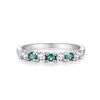 Ladies Handmade Solid Sterling 925 Silver Emerald and White Sapphire Eternity Ring (Q)