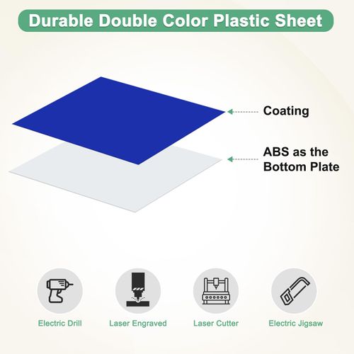 M METERXITY 12-Pack Engraving Blank Materials Double Color 10x2 Inch, 1.3mm Thick ABS Plastic Sheet Yard Signs Name Plate for Door/Office/Home/Conference/Hotel/DIY Carving[Blue/White]