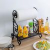 Black Metal Scrollwork Design Paper Towel Holder Stand for Kitchen, Shelf Rack