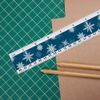 Snowflakes on Blue Tile Pattern 12 Inch Standard and Metric Plastic Ruler