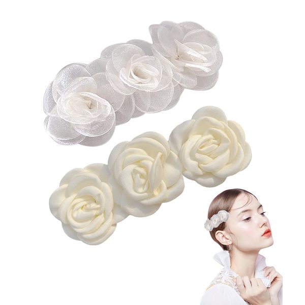 2 Pieces Camellia Hair Clips, White Tiara, Flower Girl Hair Accessories, Flower Hair Clips, White Flower Hair Clips, Girls Hair Accessories, Flower Girl Accessories