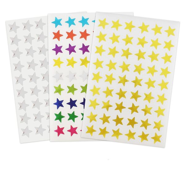 1620 Stück Stern Aufkleber Selbstklebende Folie Sterne Belohnungsaufkleber 30 Blätter Mini Sterne Sticker 1,3cm Silber Golden Bunt für Schule Lehrer Eltern Kinder Scrapbooking Dekoration