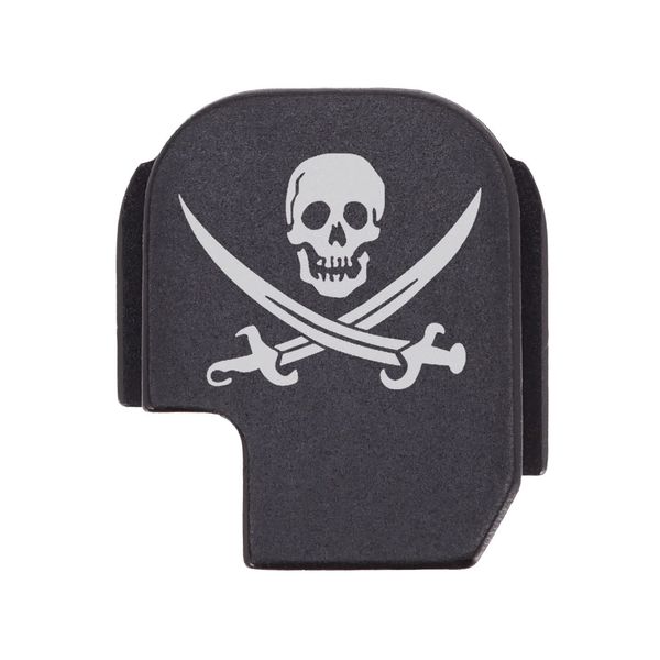 NDZ Performance Rear Slide Cover Plate for Sig P365 P365X P365 XL P365 X Macro 9mm .380 Laser Engraved Aluminum in Black - Skull Jolly Roger 2