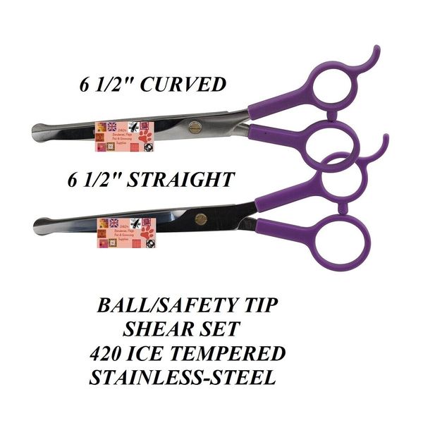 PRO 420C Stainless Steel STRAIGHT&CURVED Safety/Blunt/Ball Tip/Nose SHEAR SET