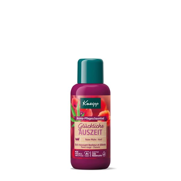 Kneipp Aroma-Pflegeschaumbad Glückliche Auszeit Reisegröße - Badezusatz mit natürlichen Ölen aus rotem Mohn & Hanf - stimmungsvoller Duft - für ein weiches & geschmeidiges Hautgefühl - 100ml