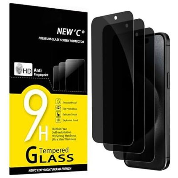 3 Pack Privacy Screen Protector for iPhone 15 Pro, iPhone 15/15 Pro 6.1 inches